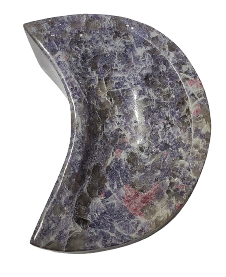 Lepidolite and Pink Tourmaline Moon-Shaped Bowl (Madagascar) Supply