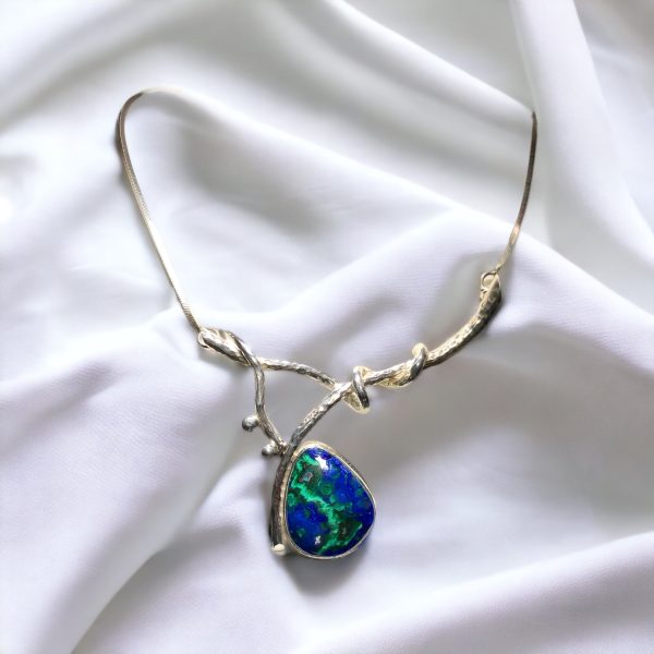 Azurite Malachite Silver Pendant Fashion