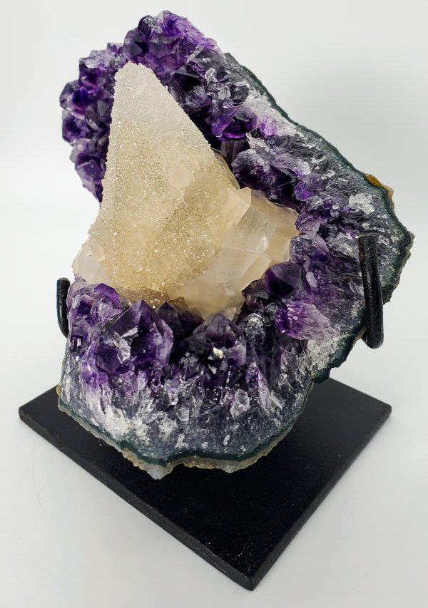 Amethyst and Druzy Calcite on Custom Stand, Uruguay For Discount