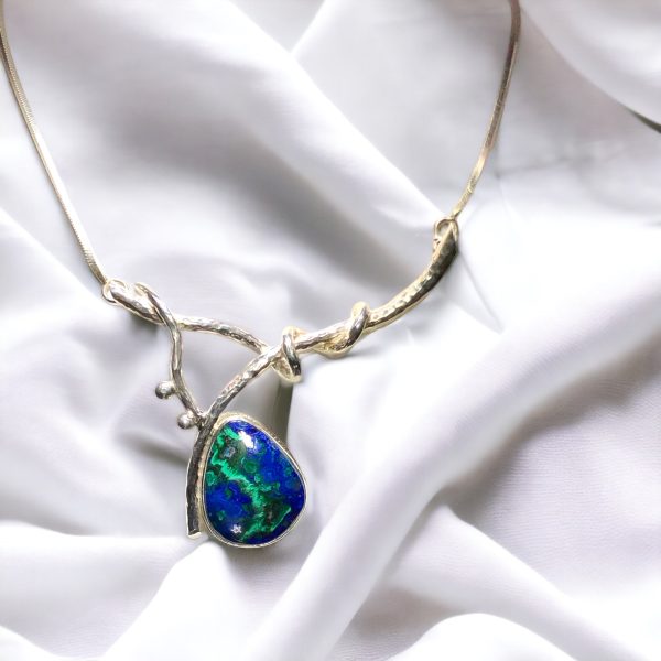 Azurite Malachite Silver Pendant Fashion