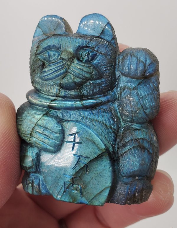 Labradorite Lucky Cat Carving For Cheap