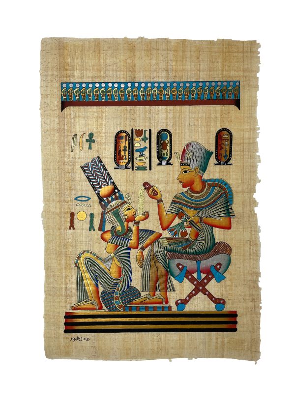 King Tutankamun and Queen Ankhesenamun Papyrus For Cheap