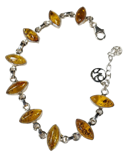 Amber and Sterling Silver Bracelet Hot on Sale