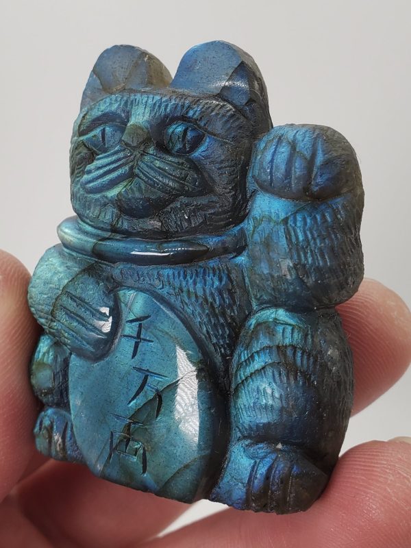 Labradorite Lucky Cat Carving For Cheap