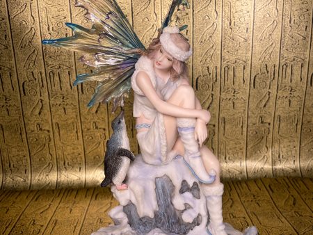 Snow Fairy with Penguin Statue Online