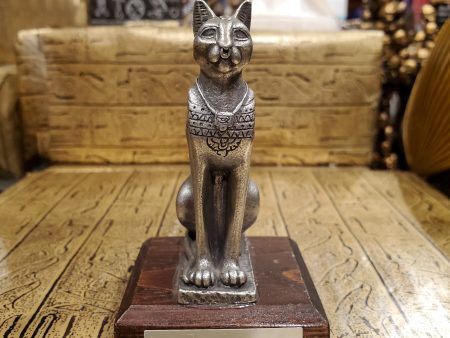 Pewter Bastet Statue on Wood Base Discount