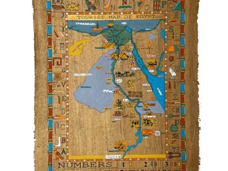 Map of Egypt on Antiqued Papyrus For Sale