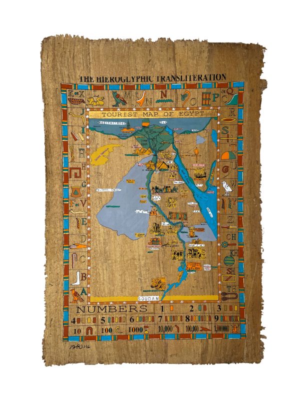 Map of Egypt on Antiqued Papyrus For Sale