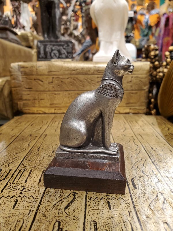 Pewter Bastet Statue on Wood Base Discount