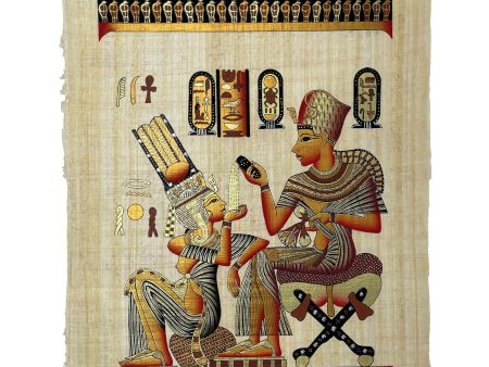 King Tutankamun and Queen Ankhesenamun Papyrus Hot on Sale