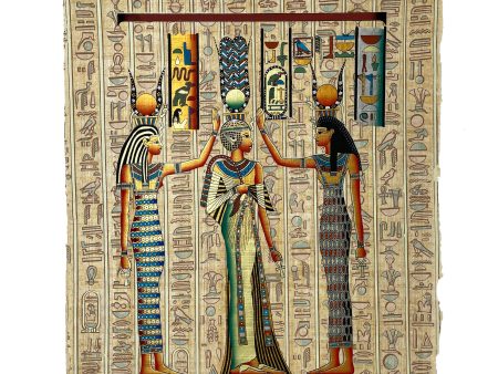 Queen Nefertari Coronation & Blessing with Goddesses Isis and Hathor Papyrus Discount