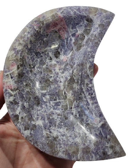 Lepidolite and Pink Tourmaline Moon-Shaped Bowl (Madagascar) Supply