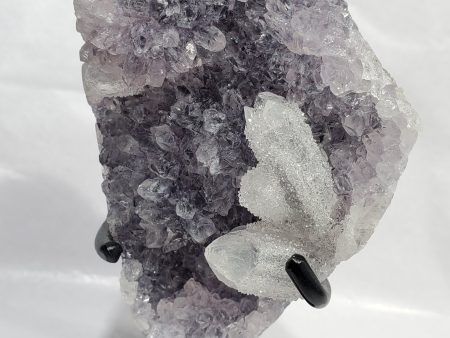 Amethyst with Druzy Quartz on Custom Stand (Uruguay) Sale