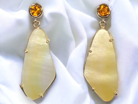 14k Gold Citrine w  Mother of Pearl Earrings Cheap