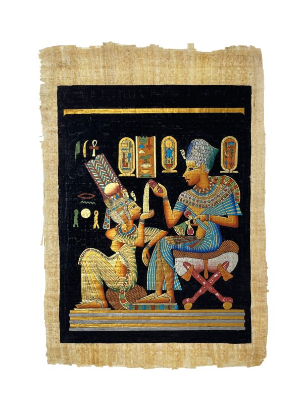 King Tutankamun and Queen Ankhesenamun Papyrus Online Hot Sale