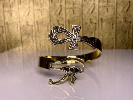 Gold Eye of Horus & Ankh Bangle Online Sale