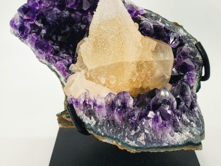 Amethyst and Druzy Calcite on Custom Stand, Uruguay For Discount