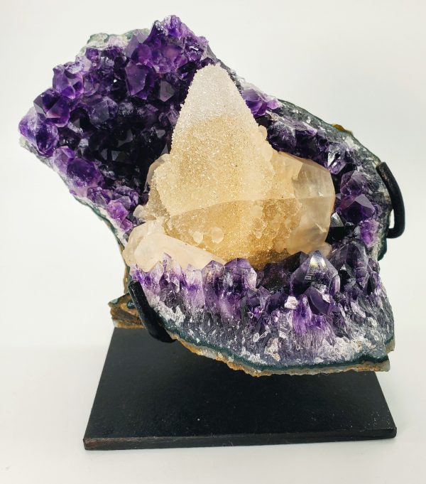 Amethyst and Druzy Calcite on Custom Stand, Uruguay For Discount