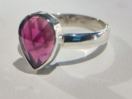 Faceted Pink Garnet Ring For Sale