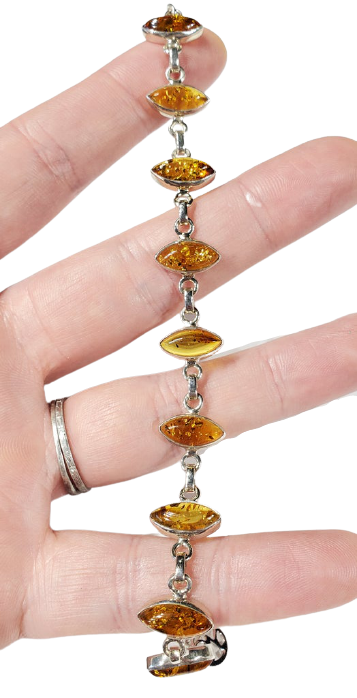 Amber and Sterling Silver Bracelet Hot on Sale