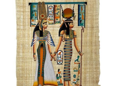 Isis Leading Queen Nefertari into the Afterlife Papyrus For Sale