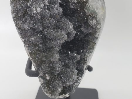 Druzy Black Quartz Formation on Custom Metal Stand (Uruguay) For Cheap