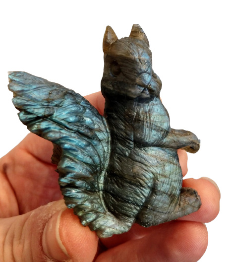 Labradorite Squirrel Carving Online now