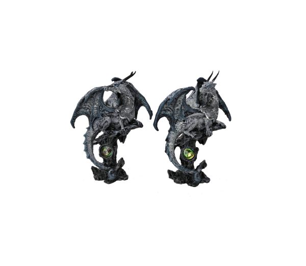 Black Dragon Protecting Jewel On Perch Statue Discount