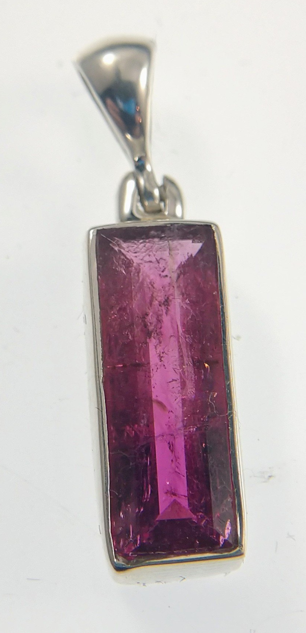 Faceted Rubellite Tourmaline Pendant in Sterling Silver Discount