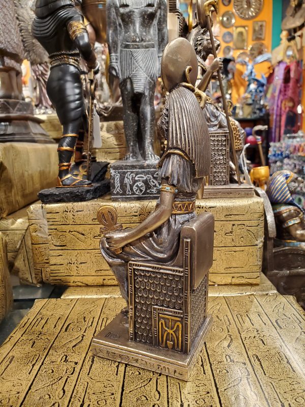 Sekhmet on Throne with Staff & Ankh Statue on Sale