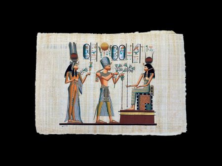 Ramses II & Queen Nefertari offering Lotus Flowers to Goddess Isis - 100x70cm Online