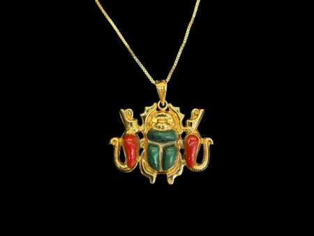 18k Scarab with Cobras Pendant For Discount