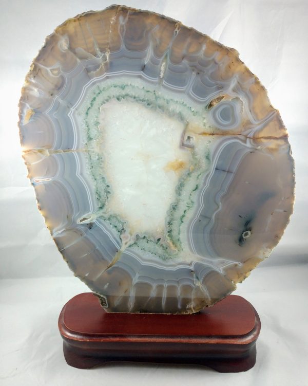 Agate Slice on Custom Wood Stand, Brasil Hot on Sale