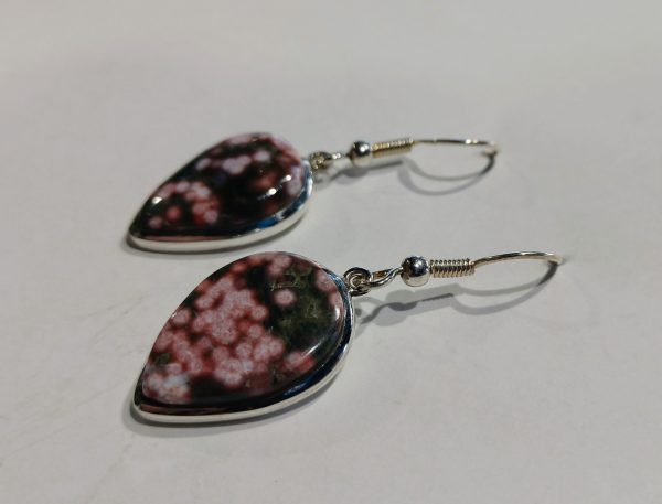 Ocean Jasper Earrings, Sterling Silver For Sale