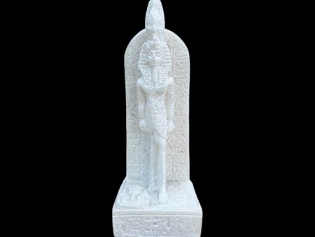 Ramses with Hieroglyphic Stela Alabaster Statue on Sale