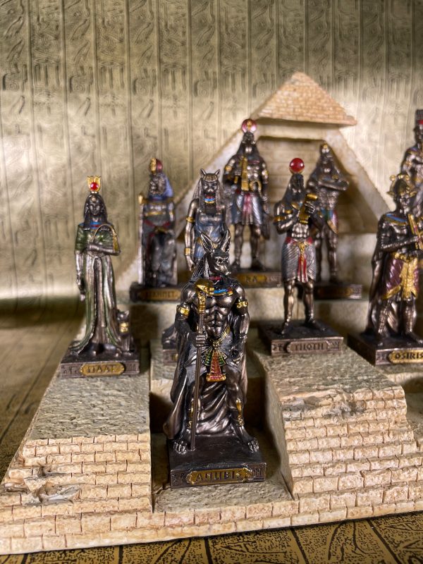 Egyptian Gods & Goddesses Mini Statues Set of 12 For Sale