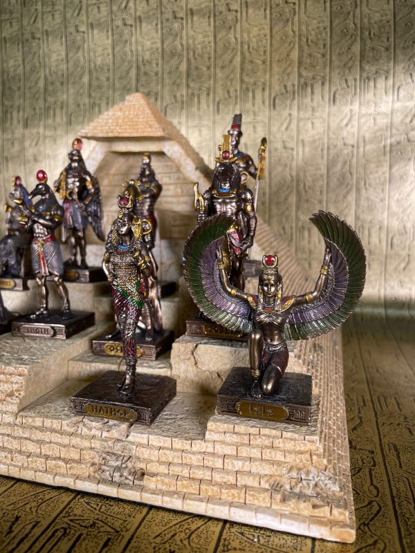 Egyptian Gods & Goddesses Mini Statues Set of 12 For Sale