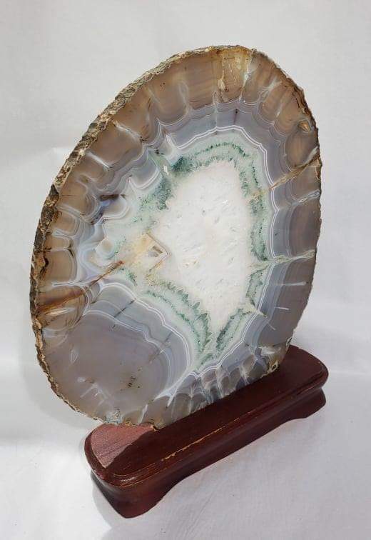 Agate Slice on Custom Wood Stand, Brasil For Sale