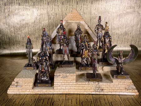 Egyptian Gods & Goddesses Mini Statues Set of 12 For Sale