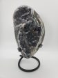 Druzy Black Quartz Formation w  Stalactites on Custom Metal Stand (Uruguay) Online Sale