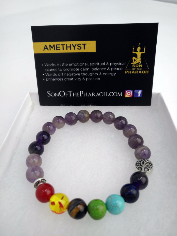 Amethyst Chakra Bracelet with Tree of Life on Sale