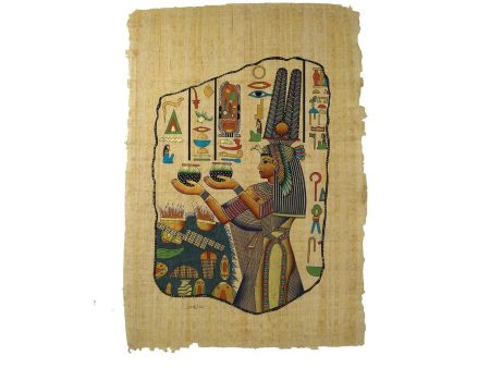 Queen Nefertari Holding Offering Jars Papyrus - 40x60cm For Discount