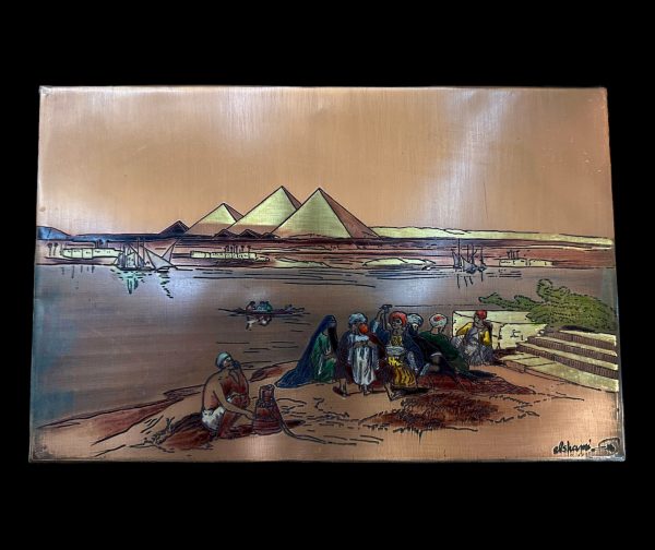 Pyramids of Giza from the Nile Copper Etching Hot on Sale