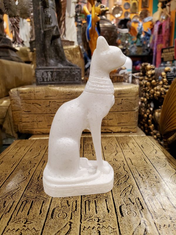 Bastet Statue in White Alabaster Fashion