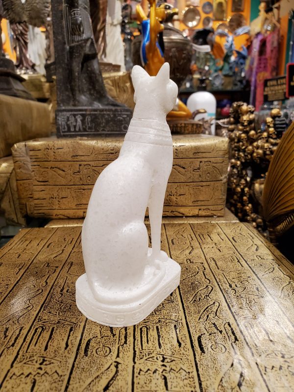 Bastet Statue in White Alabaster Fashion