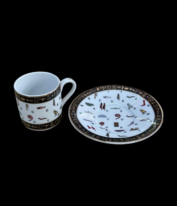 Hieroglyph Tea Cup and Saucer Set For Discount