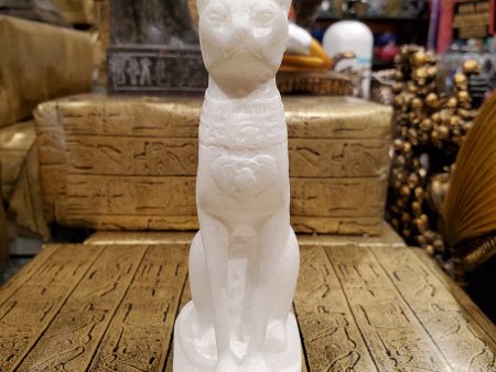 Bastet Statue in White Alabaster Fashion