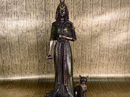 Queen Nefertari with Goddess Bastet Statue For Cheap