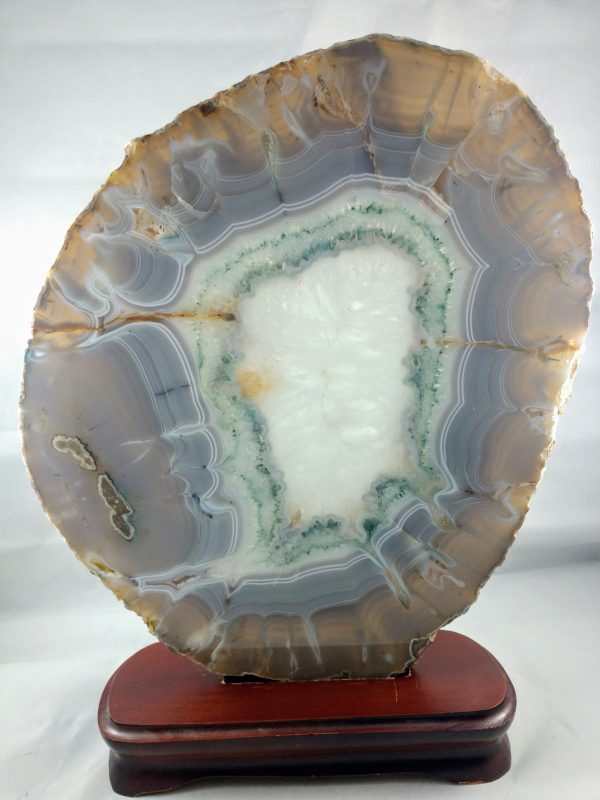 Agate Slice on Custom Wood Stand, Brasil Hot on Sale