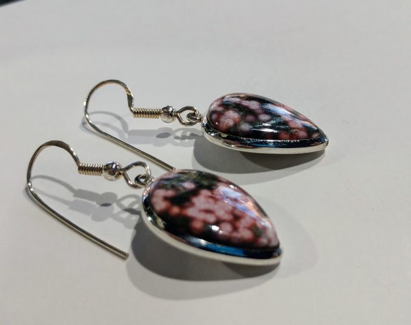 Ocean Jasper Earrings, Sterling Silver For Sale